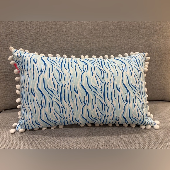 Lilly Pulitzer Blue and Pink Floral Pillow - Picture 2 of 2